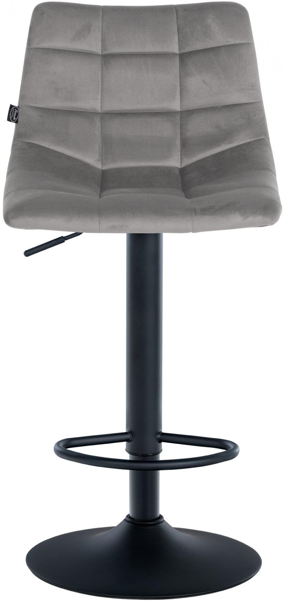 BARHOCKER Samt grau - Schwarz/Grau, Textil/Metall (43/87/46.5cm) - CLP