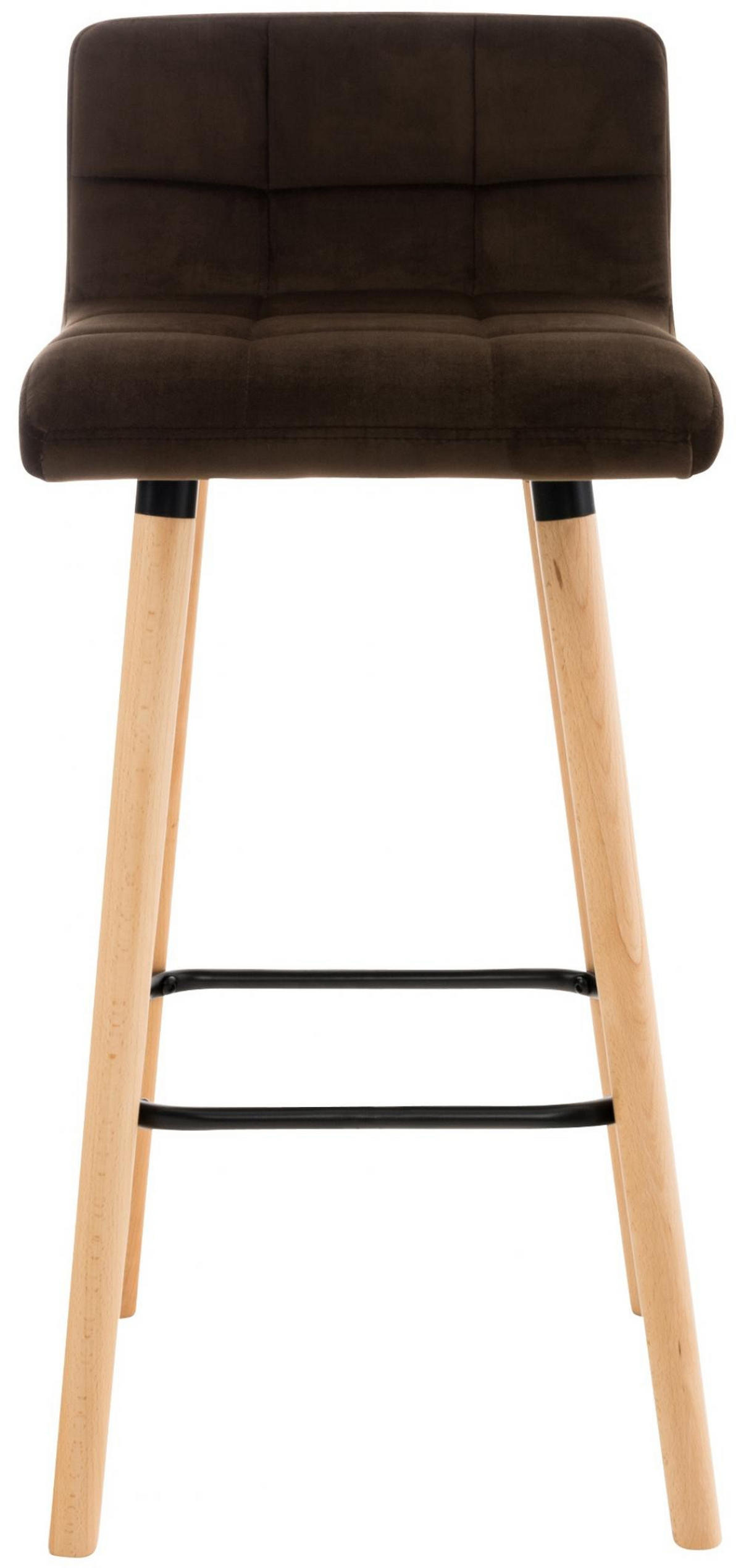 BARHOCKER Samt Braun - Eukalyptusholzfarben/Braun, Holz/Textil (42/94/49cm) - CLP