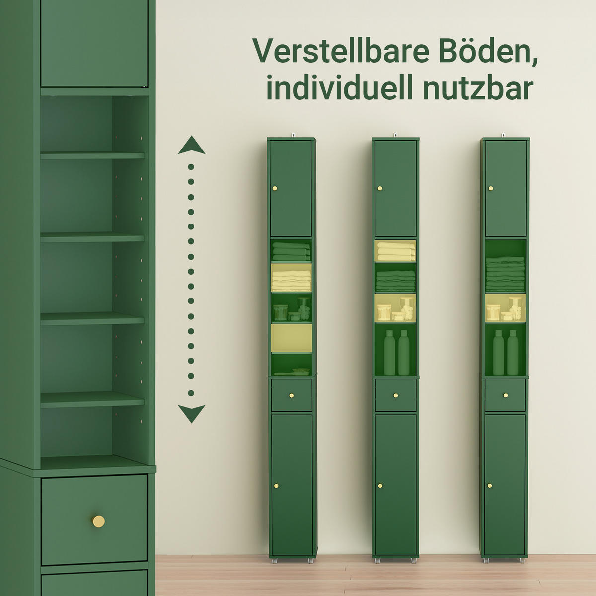 HOCHSCHRANK schmal Grün - Grün, Holzwerkstoff (20/180/20cm) - SoBuy