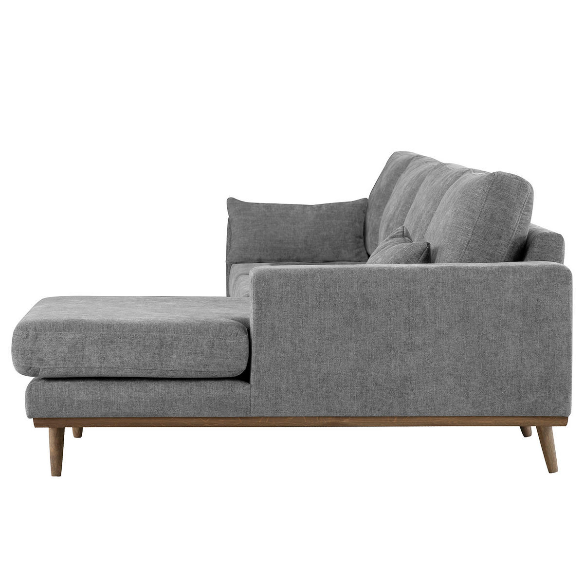 ECKSOFA mit Longchair - Eichefarben/Dunkelgrau, Eichenholz/Textil (281/153cm) - home24
