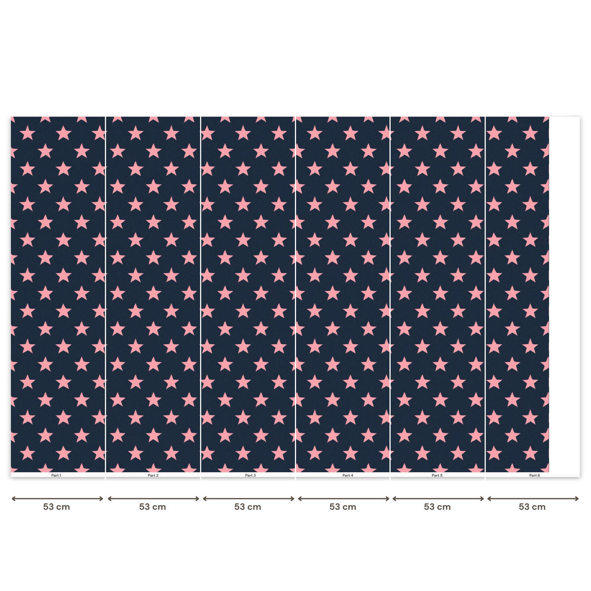 KINDERTAPETE - Muster - Sterne - Rosa - 300x200 cm - Anthrazit, Papier (300/200cm) - OnlyWow