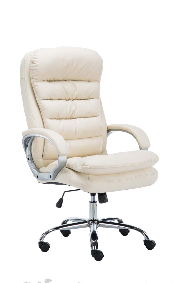 BÜROSTUHL SOUK - 116x68x77, Creme | Kunstleder - Creme, Leder/Metall (68/116/77cm) - DELUKE