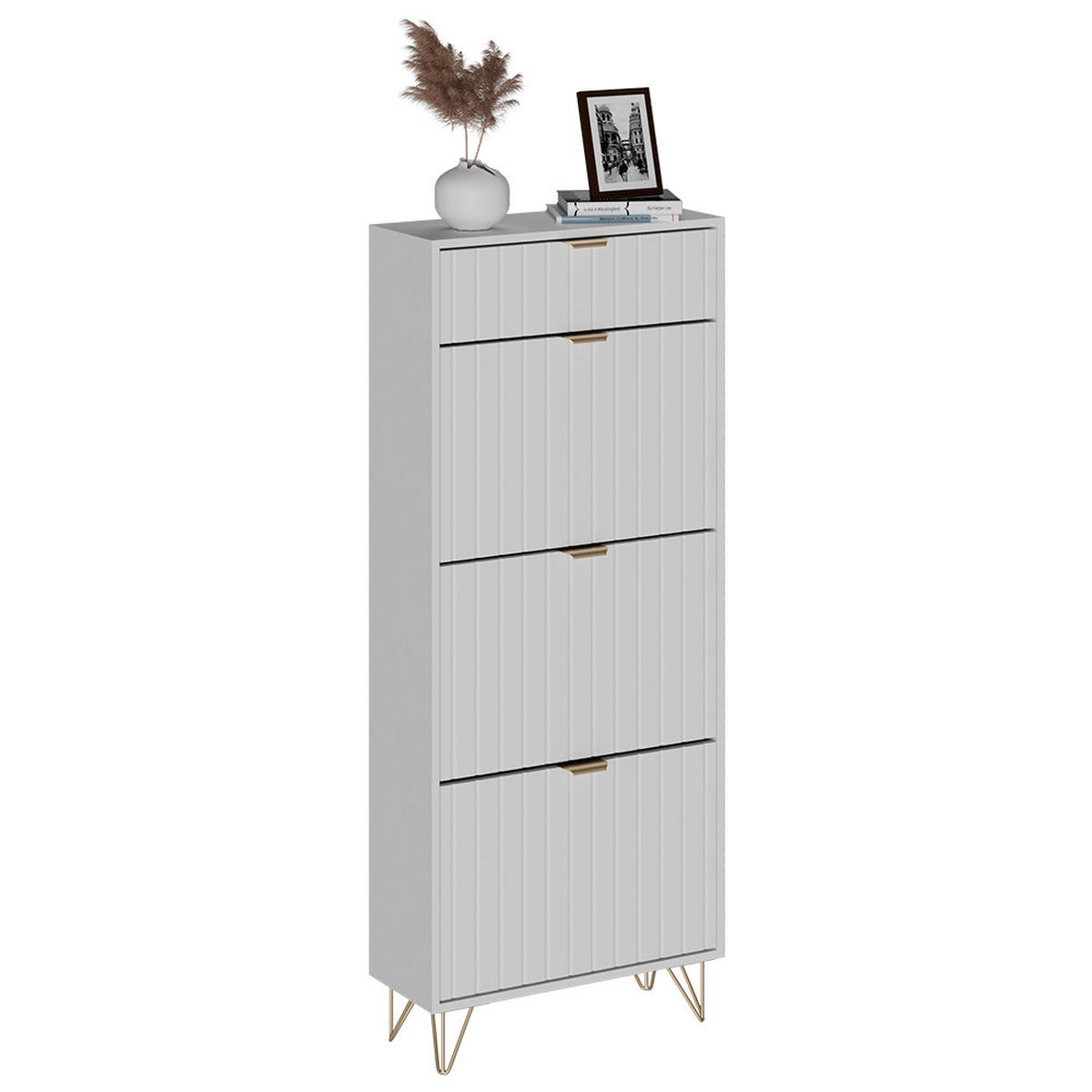 SCHUHSCHRANK Helge Weiß 60 x 145 cm 3 Fächer - Weiß, Holzwerkstoff (60/145/23.5cm) - Vicco