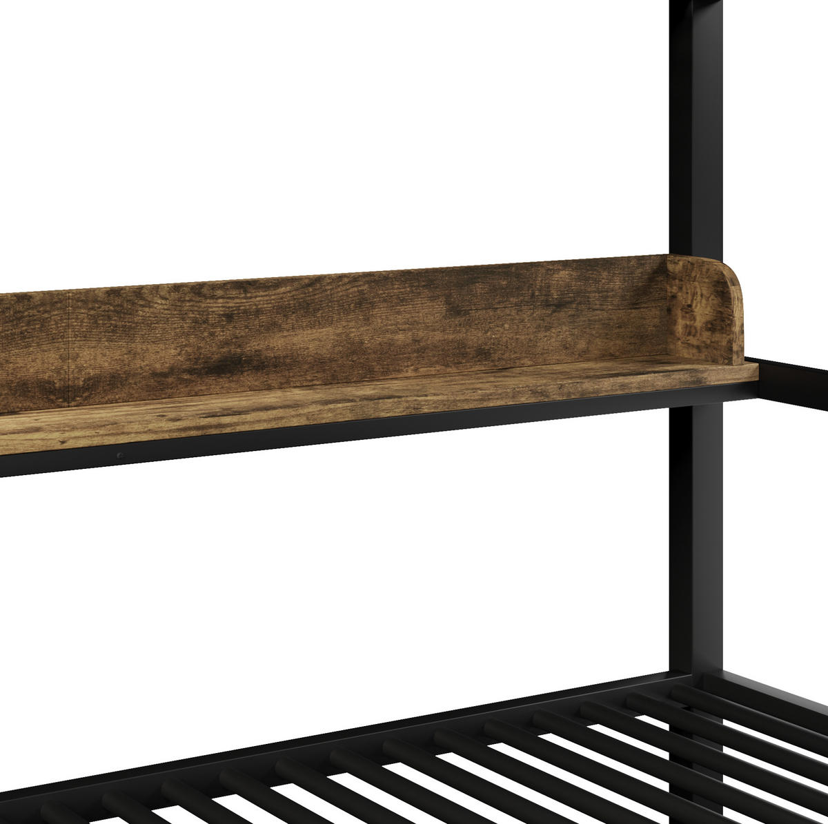 ETAGENBETT 140/200 cm aus Metall und MDF mit LED-Licht und Stauraum Schwarz - Schwarz, Holzwerkstoff (140/200cm) - Modenvie