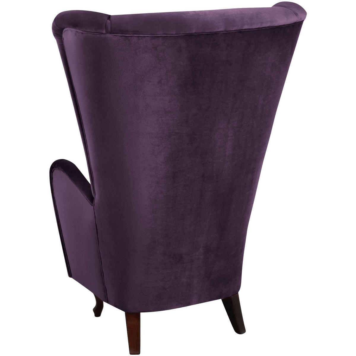 HOCHLEHNSESSEL Kailey Bezug Samtvelours Buche nussbaum dunkel / purple - Lila, Kunststoff (96/122/89cm) - 58aufmkessel