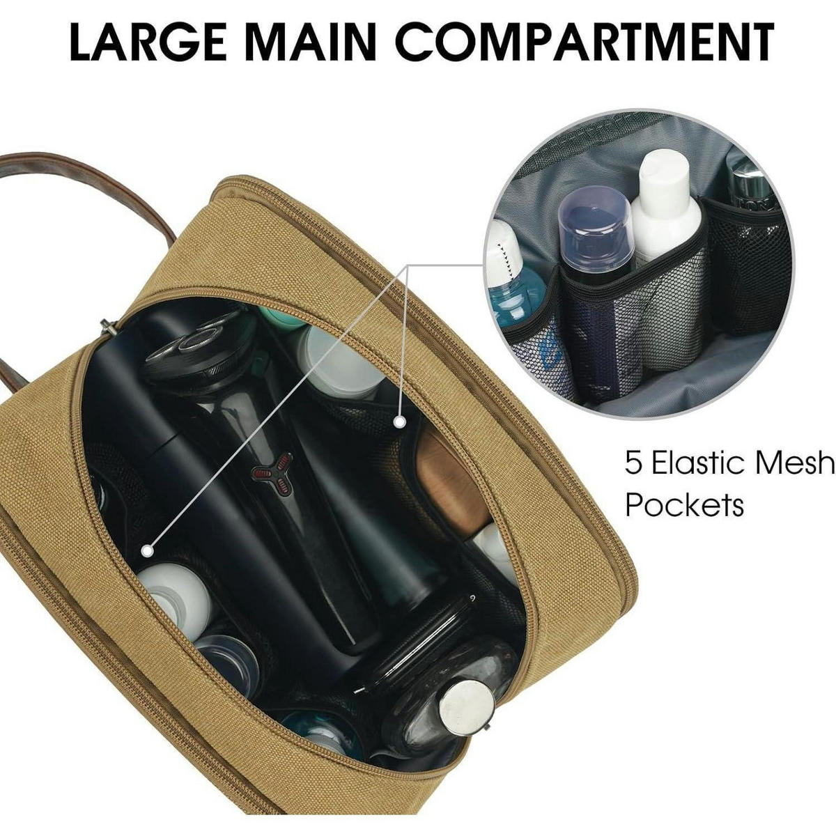 KULTURTASCHE Herren Canvas Braun - Olivgrün, Textil (4.5/18.2/28.2cm)