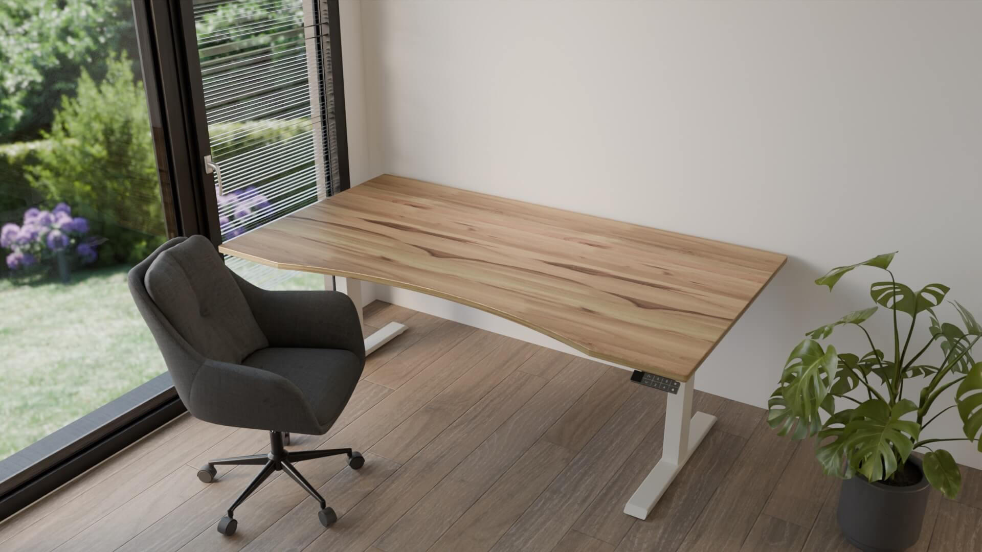 Thumbnail - MeinMassivholz Schreibtisch, Braun, Holz, Echtholz,Kernbuche, Formgebogen, 120x72.5x80 cm, Hergestellt in Deutschland, A...