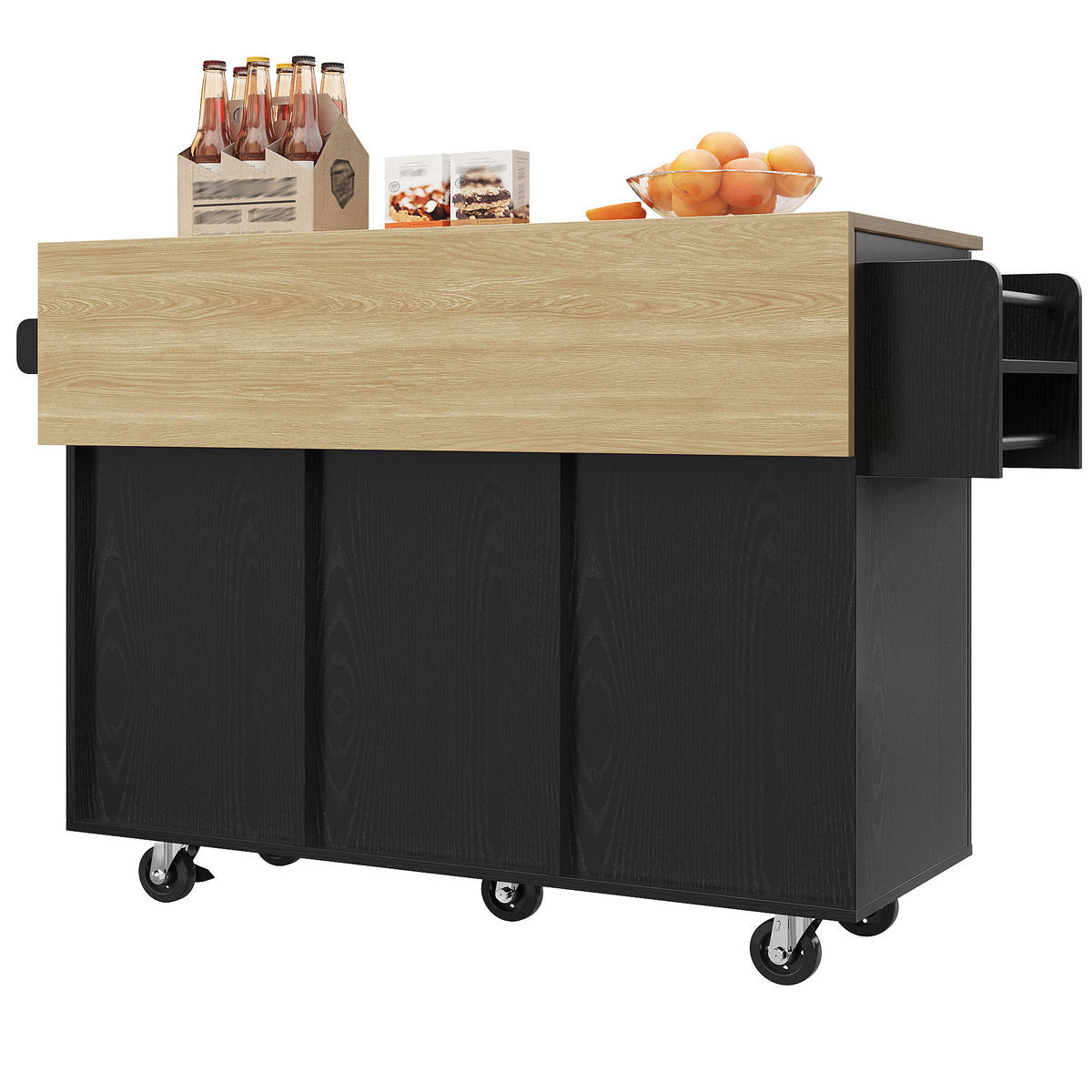 KÜCHENINSEL Küchenwagen Rollen Stauraum Schwarz - Schwarz, Metall (135/86.6/46cm) - FLIEKS