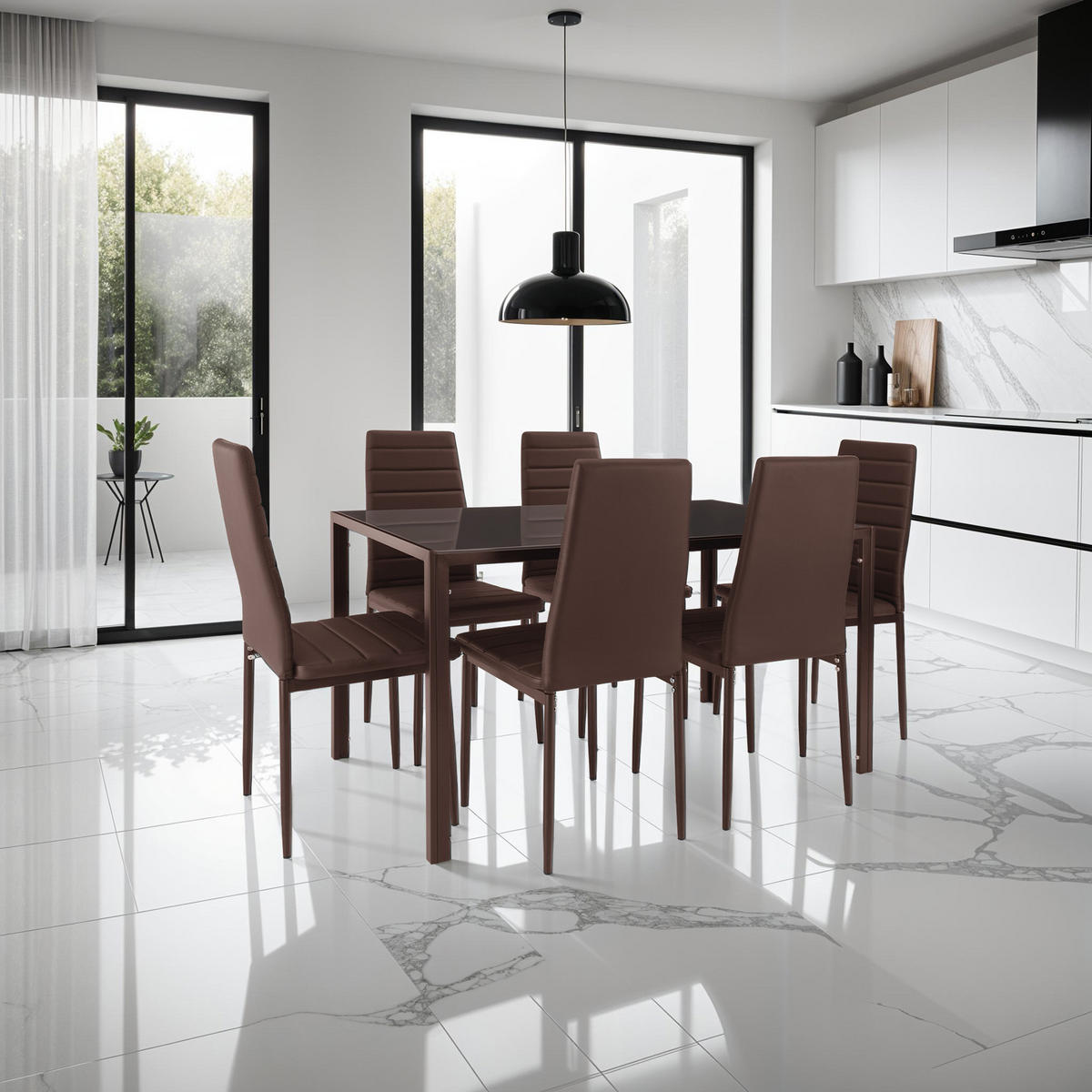 ESSZIMMERSTUHL 6er Set Thomas 41 x 45 x 98 5 cm cappuccino - Cappuccino, Textil (48/98.5/45cm) - tectake