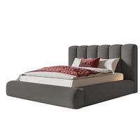 BETT 180x200 - Polsterbett mit Bettkasten und Metallrahmen - Modern Bett - Eleganter Catch Me-Stoff - Kollektion Alva Maxi - Grau - Grau, Holz/Textil (180/200cm) - Alpi-Möbel
