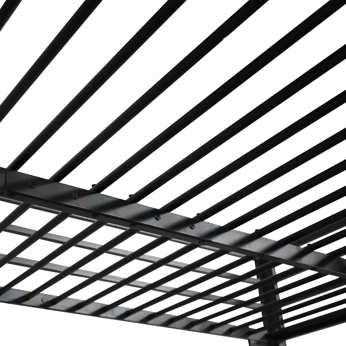 HOCHBETT 120/200 cm in Schwarz & Dunklem Walnuss mit Treppe, Schreibtisch und Regal Metall - Schwarz, Holzwerkstoff/Metall (120/200cm) - CHICFURN