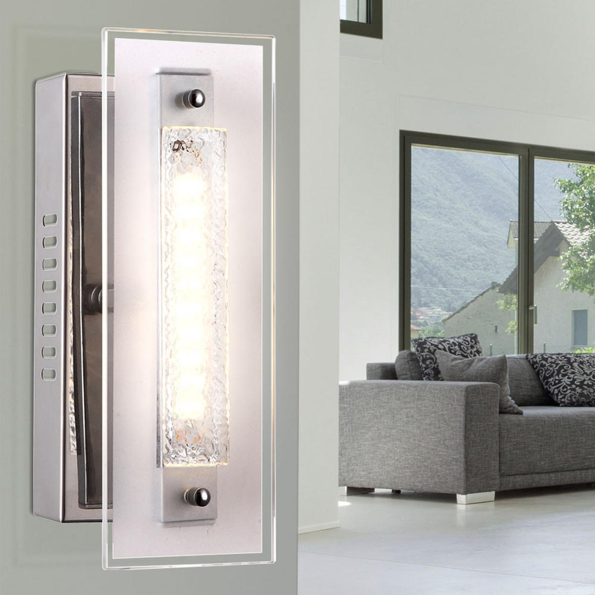 LED WANDLEUCHTE Metall Silber Kristalloptik - Silberfarben, Glas (8/23/11.5cm) - Globo Lighting