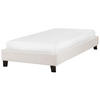 POLSTERBETT Beige-Dunkler Holzfarbton 90-200 cm Roanne - Beige/Dunkelbraun, Textil (90/200cm) - Beliani