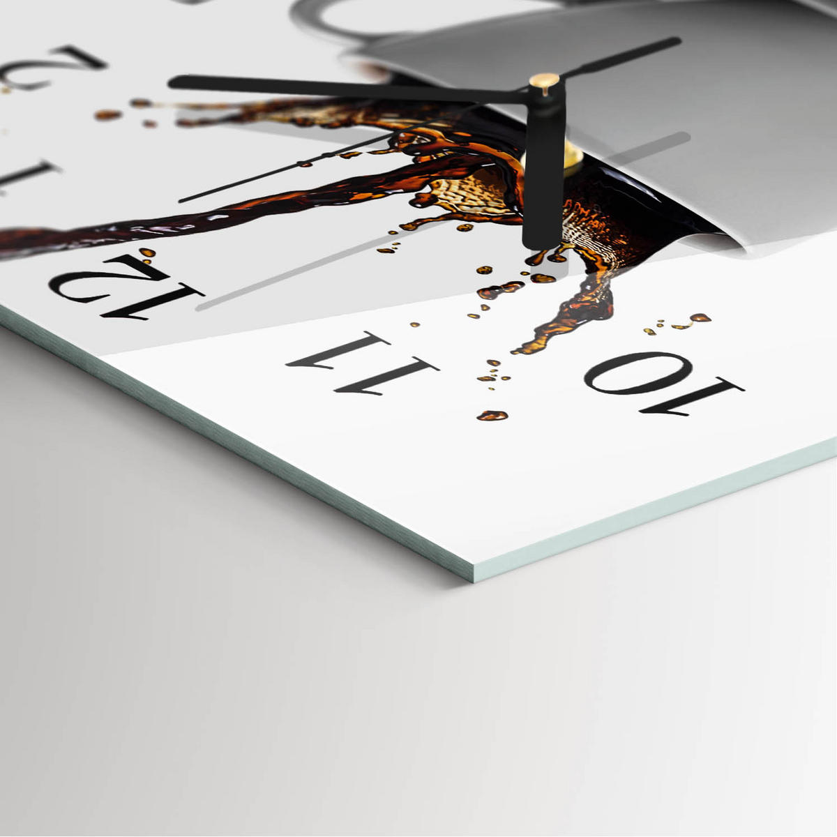 WANDUHR 30x30 cm - Kaffee - Weiß, Glas (30/30/0.4cm) - TULUP