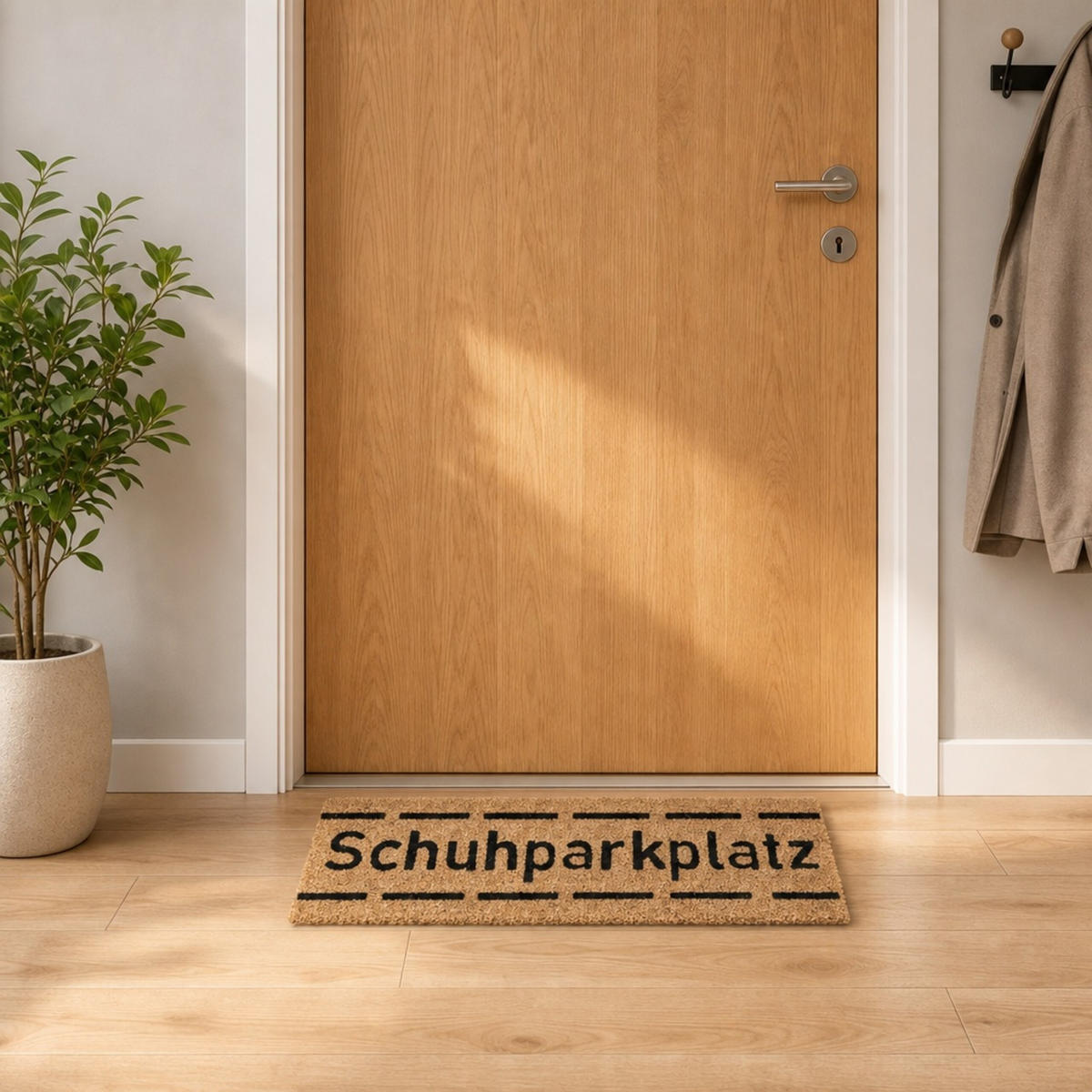 ROHOŽKA přírodní černá kokos protiskluzová 75x25 cm - světle hnědá, textil/plast (75/25cm) - Relaxdays