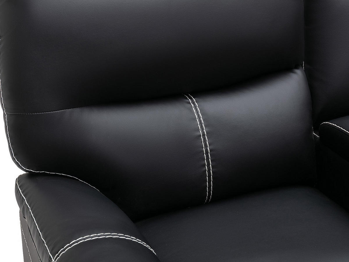 RELAX-ECKSOFA - Kunstleder - Schwarz - CANBY - Schwarz, Leder (253/223cm) - Vente-Unique