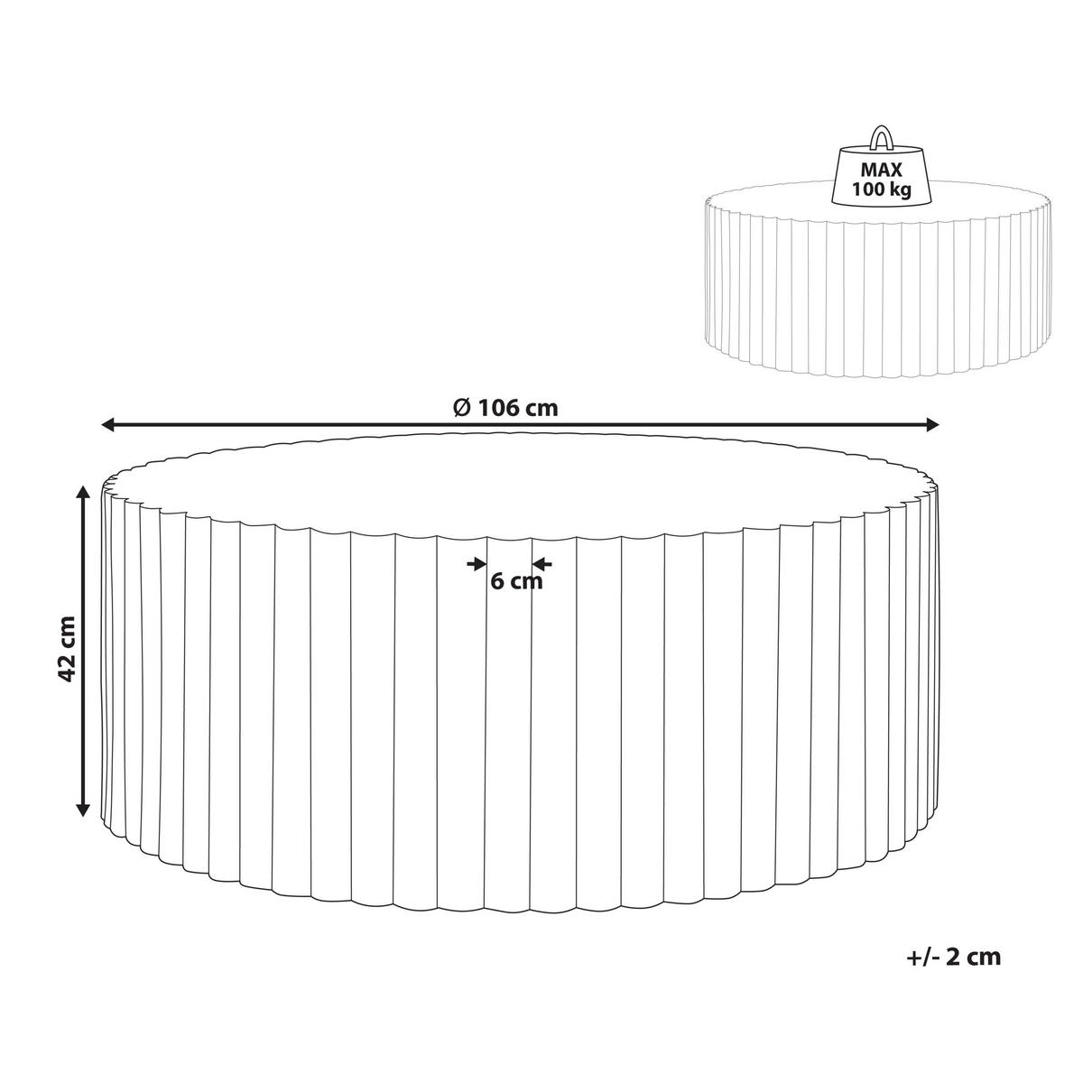 GARTEN Beistelltisch Beton Terrazzo Optik schwarz rund 106 cm Pozza - Schwarz, Stein (106/106/42cm) - Beliani