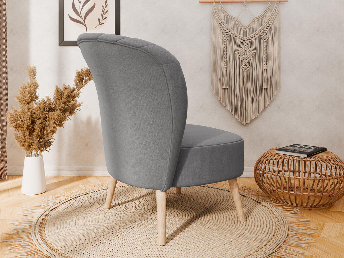 SESSEL Lumora mit Holzbeinen Grau - Grau, Holz (68/82/78cm) - Panda Möbel