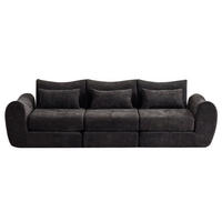 SCHLAFSOFA 3-Sitzer Chenille, Montagefreies Kompressionssofa, Schwarz - Schwarz, Textil (262/78/97cm) - Kaket
