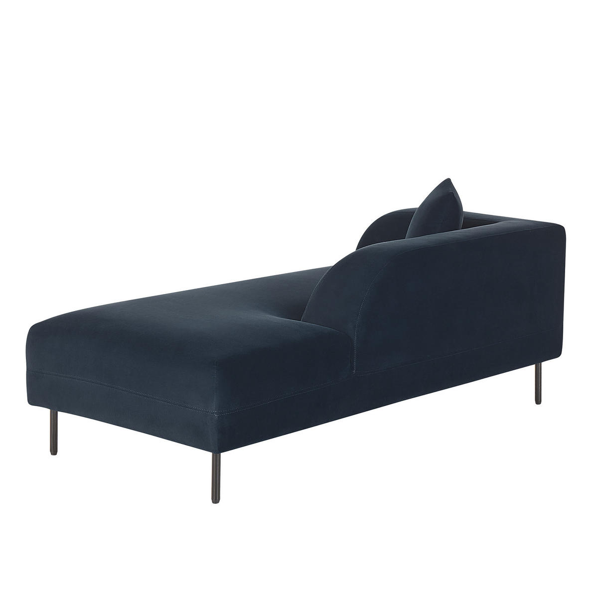 CHAISELONGUE Samtstoff dunkelblau linksseitig Le Crau - Blau, Textil (170/65/84cm) - Beliani