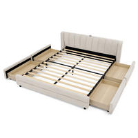 POLSTERBETT 160/200 cm in Beige Stoff mit 4 Schubladen, USB und Type-C - Beige, Holzwerkstoff/Textil (160/200cm) - WISHDOR