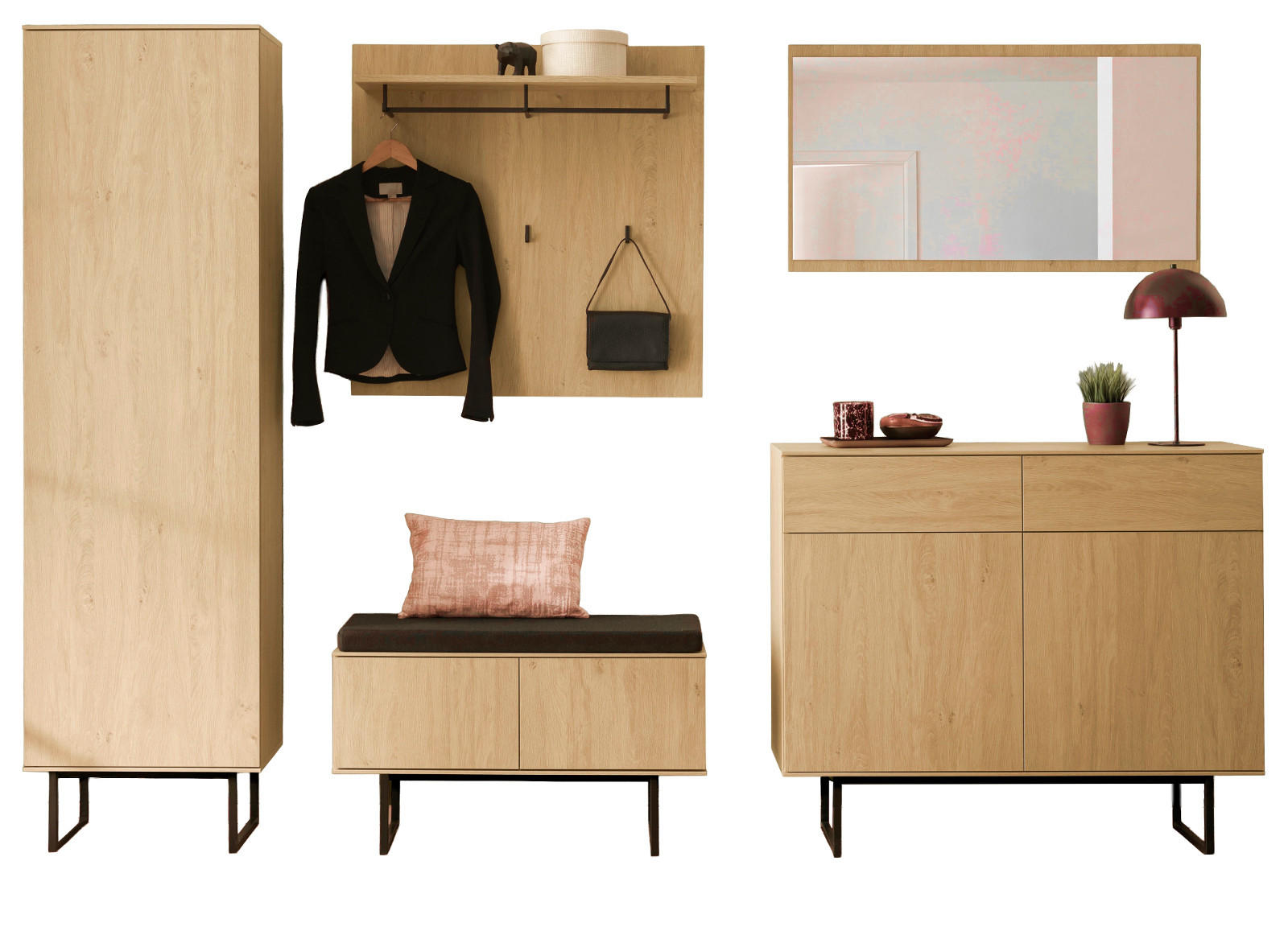 Furn.Design Garderobe-Set Eiche 283x200x40 cm