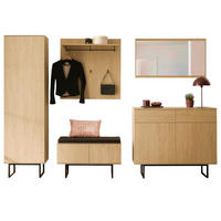 GARDEROBE-SET Stone Eiche 6-teilig 283 cm, Komplettset mit viel Stauraum - Eichefarben/Schwarz, Holzwerkstoff/Metall (283/200/40cm) - Furn.Design