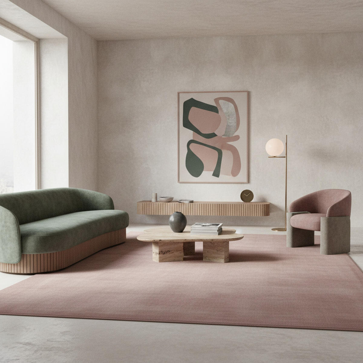 TEPPICH Kurzflor Uni-Farbe Microfaser Antirutsch Wohnzimmer waschbar Rosa Rechteckig 200x290 - Rosa, Textil (200/290cm) - KADIMA DESIGN