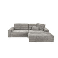 ECKSOFA LANA SOFA Steingrau Cord - Greige/Schwarz, Textil (296/205cm) - KAWOLA