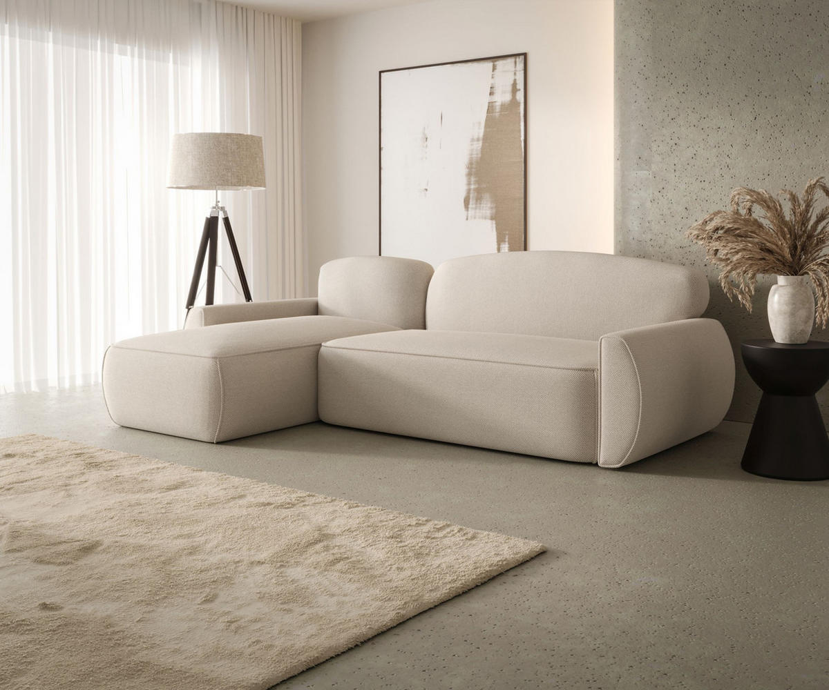 ECKSOFA mit Schlaffunktion LUCAS Curio 09 Links - Ecru, Textil (240/145cm) - Bedante