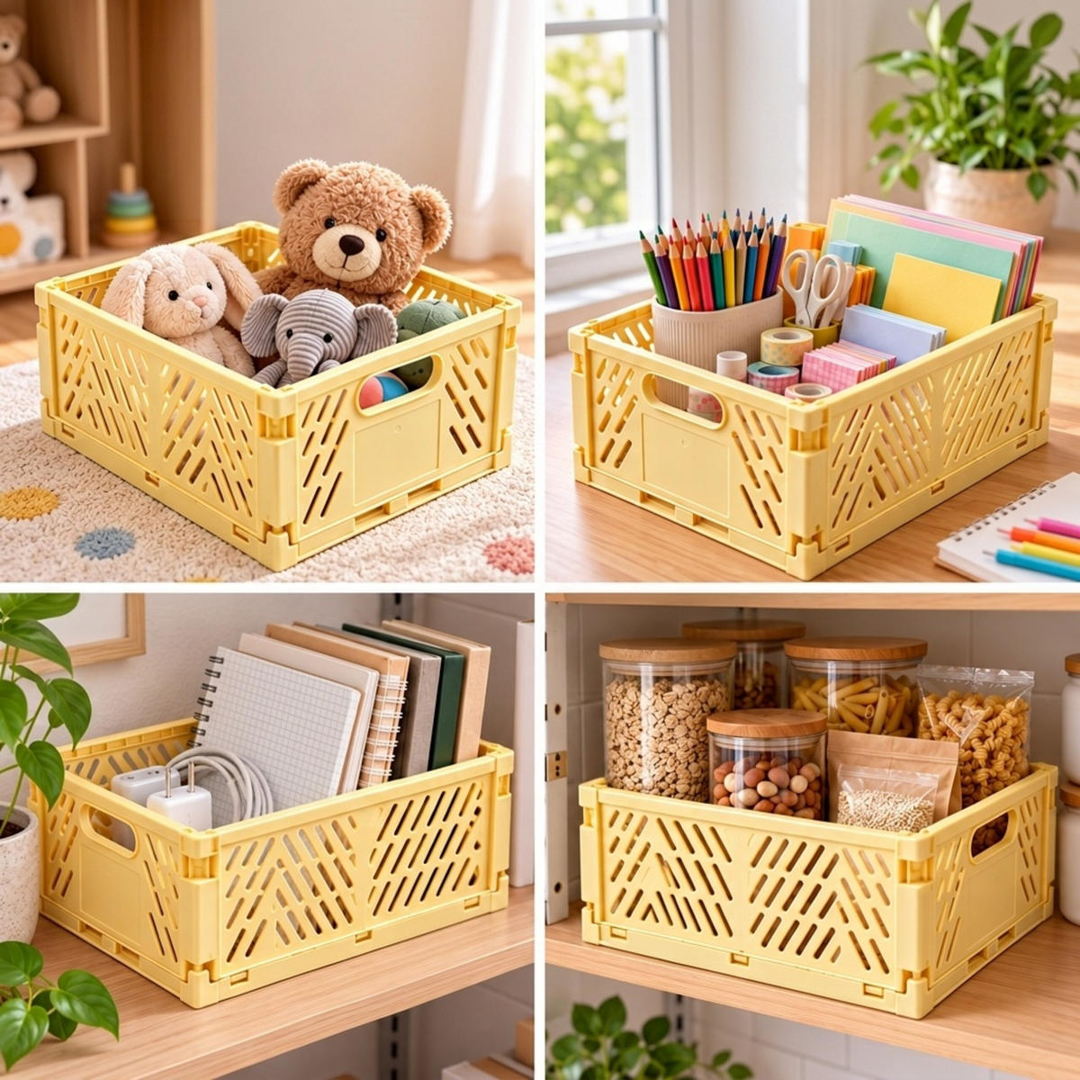 SKLÁDACÍBOX Žlutá sada-4 plast - žlutá, plast (29/12/21cm) - Relaxdays