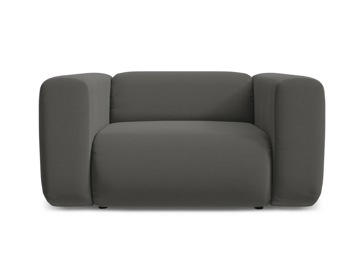 SESSEL Samt Stoff Grau - Dunkelgrau/Schwarz, Kunststoff/Textil (137/70/89cm) - Makamii