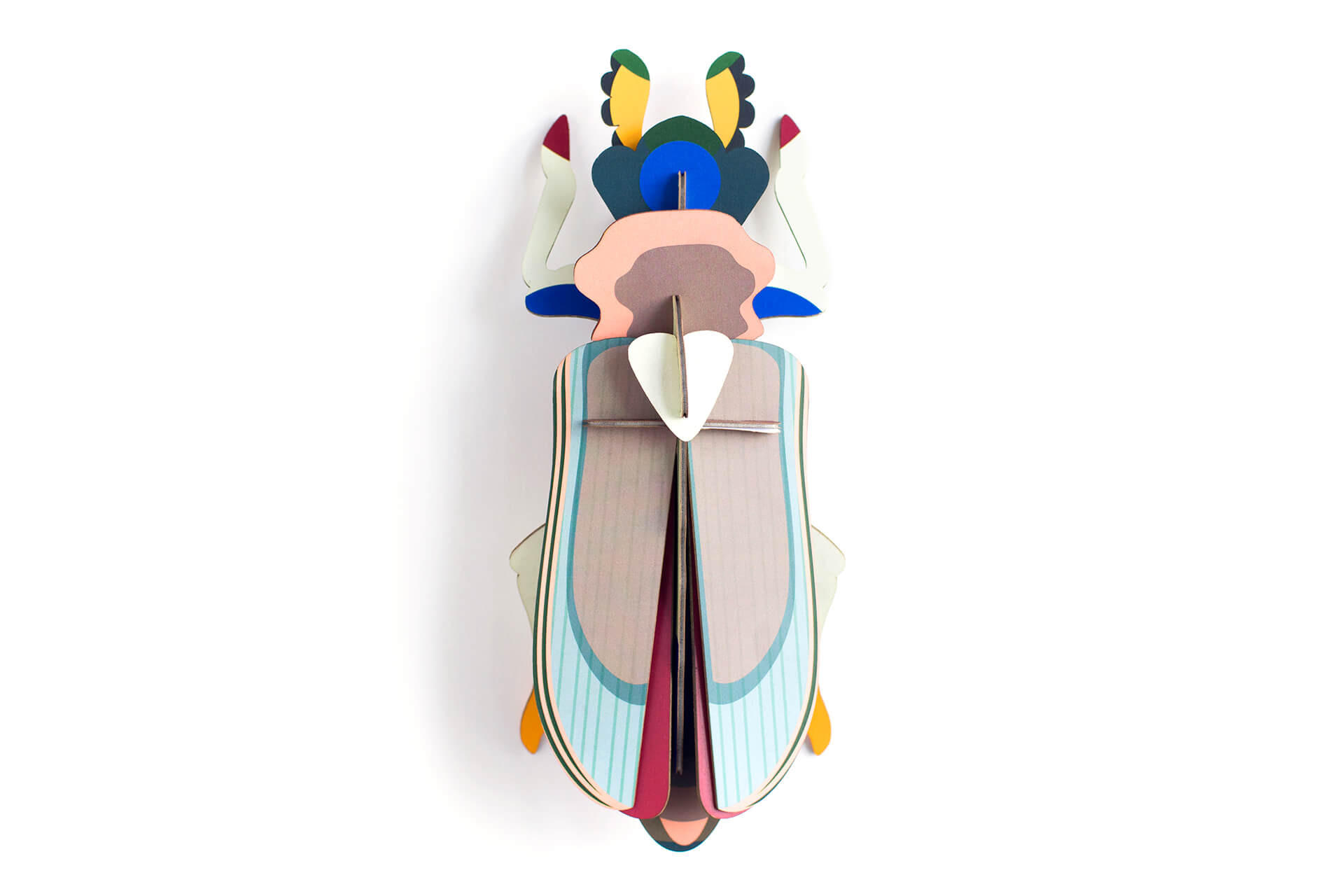 WANDDEKO Tigerkäfer 11/7 cm - Blau/Pink, Wellpappe (11/7/27cm) - KUNSTLOFT