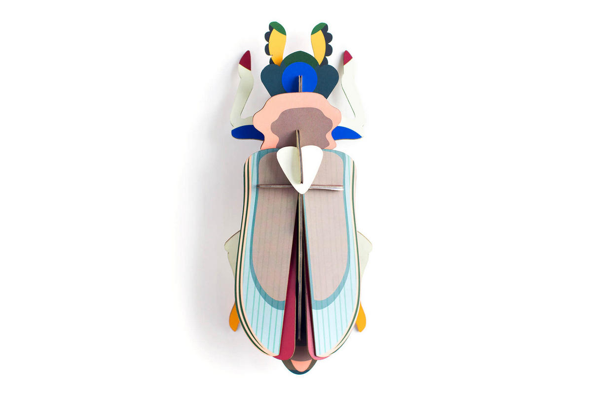 WANDDEKO Tigerkäfer 11/7 cm - Blau/Pink, Wellpappe (11/7/27cm) - KUNSTLOFT