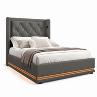 BETT mit Stauraum, USB & LED 90x200 cm Baumwolle Grau inkl. Matratze - Grau, Metall (90/200cm) - Meubliv