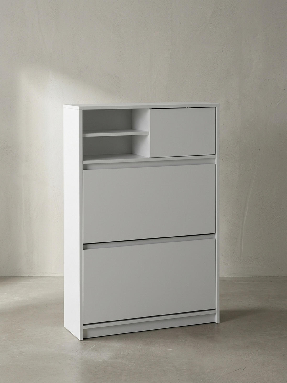 SCHUHSCHRANK – Weiß, 71x110x24 cm, Schuhkipper geschlossen, mit Ablage - Weiß, Metall (71/110/24cm) - KADIMA DESIGN