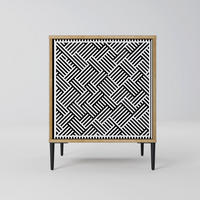 SIDEBOARD TEMPORARY SEQUENCE, Eichefarben, 57,5x42x72,5 cm, Schwarze Metallfüße - Eichefarben/Multicolor, Holzwerkstoff/Metall (57.5/72.5/42cm) - SpaceRebels