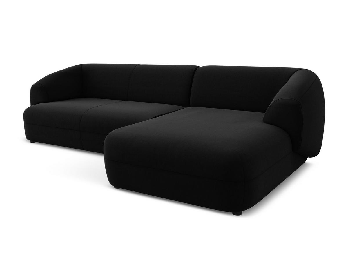 ECKSOFA Rechts Samt Stoff Schwarz - Schwarz, Kunststoff/Textil (280/156cm) - Makamii