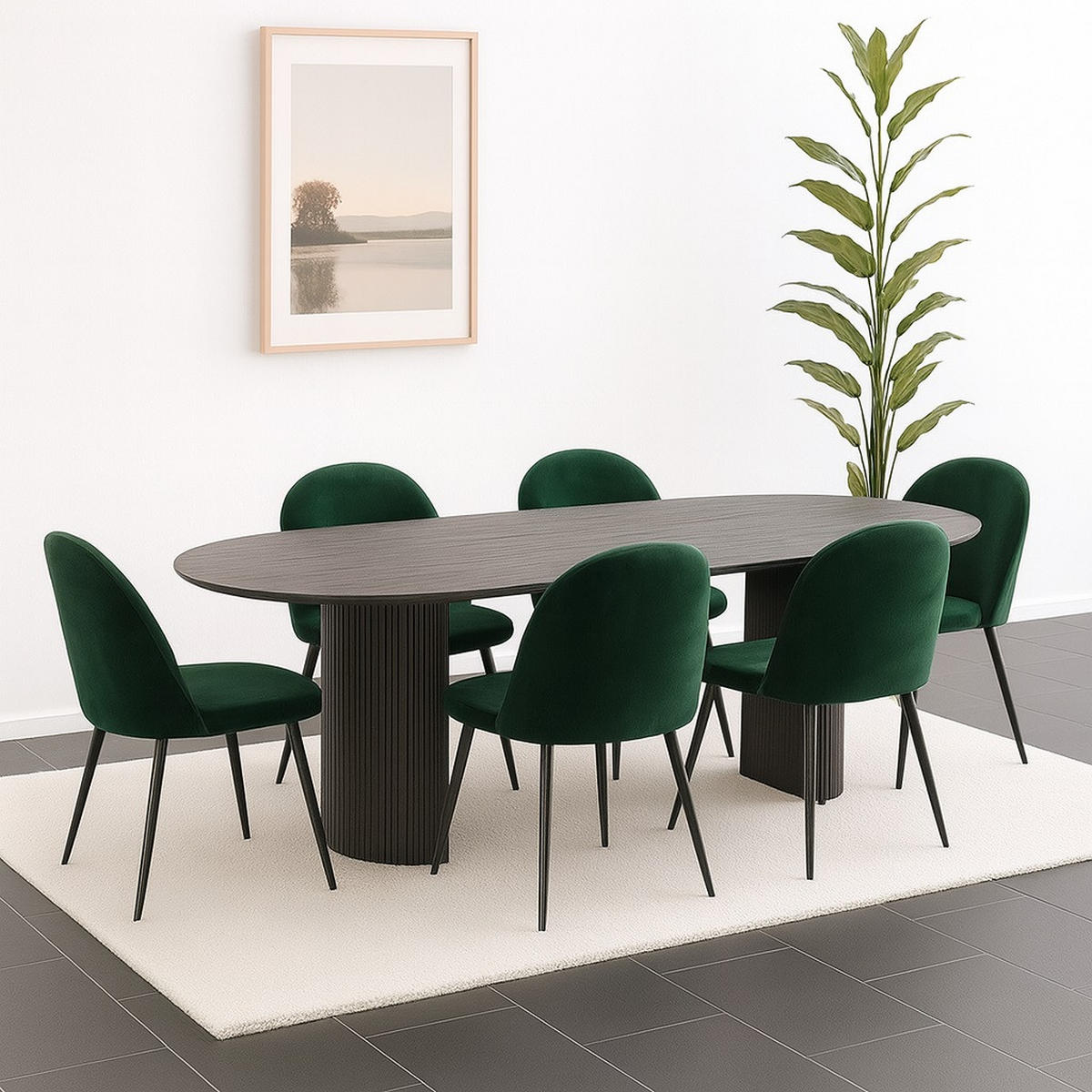 ESSGRUPPE 7-TLG. Kyoto Dunkelbraun - Dunkelbraun, Holzwerkstoff/Textil (210/75/100cm) - ebuy24