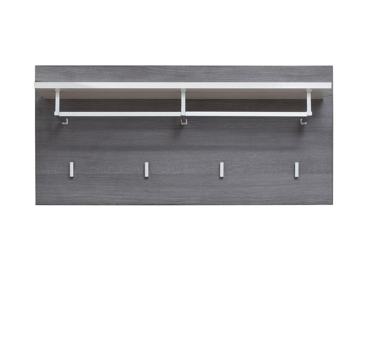 GARDEROBENPANEEL Hochglanz weiß, Sardegna grau, Wandgarderobe 80 x 40 cm - Weiß Hochglanz/Grau, Holzwerkstoff (80/40/28cm) - Top.Furn