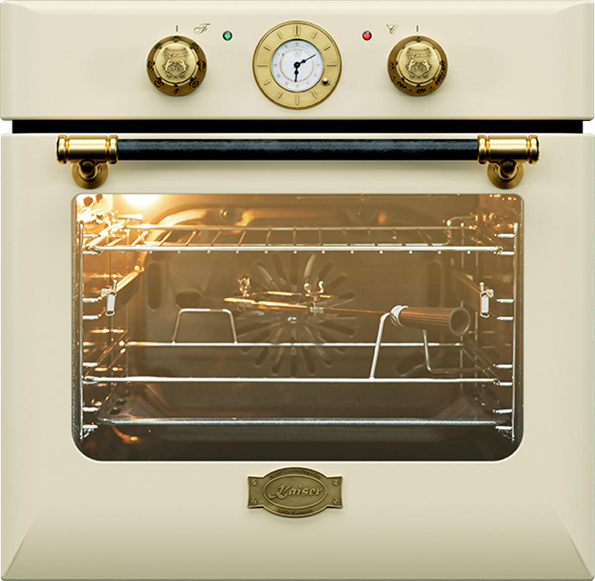 ELEKTRO-BACKOFEN 60 cm EH 6432 ElfBE Eco+KCT 6192 FI ElfEm Induktionskochfeld 60 cm - Creme, Metall (59/59/54cm) - Kaiser Küchengeräte