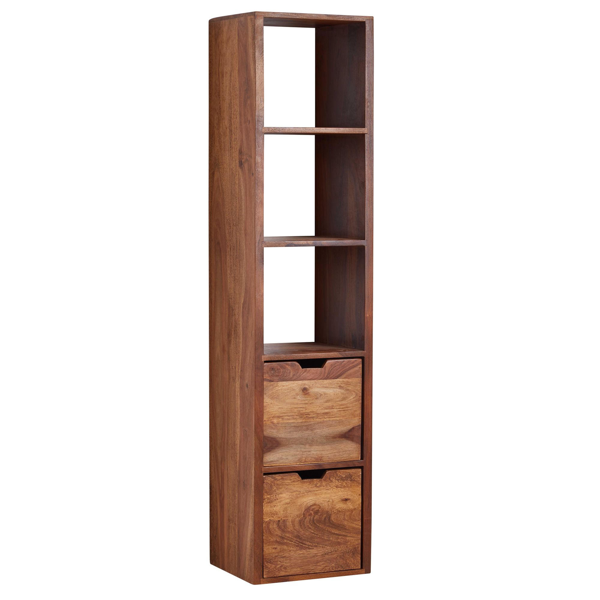 WANDREGAL Massivholz Modern Stil Flexibel mit 5 Ablagen und 2 Schubladen - Braun, Holz (35/150/30cm) - KADIMA DESIGN