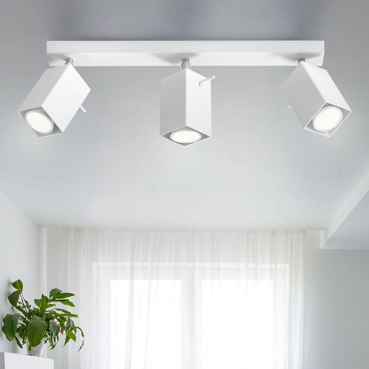 DECKENLEUCHTE Stahl Weiß 3-flammig Spots - Weiß, Metall (45/8/15cm)