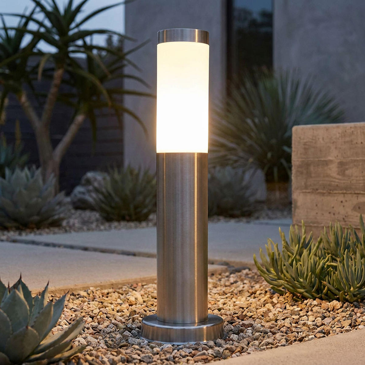 LED AUSSENLEUCHTE Edelstahl Silber - Silberfarben, Metall (7.6/7.6/45cm) - Globo Lighting