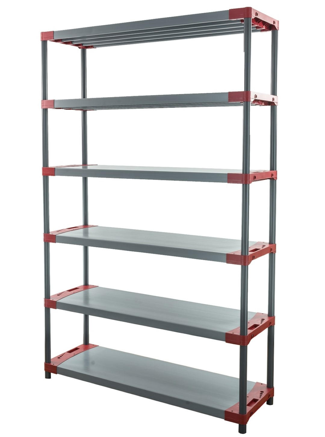 KUNSTSTOFFREGAL BIG GREY BEAR Extra-Tall 220x150x46cm Fachlast 120kg Grau-Rot - Rot, Kunststoff (150/222/46cm) - PROREGAL