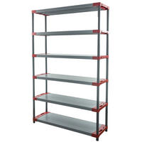 KUNSTSTOFFREGAL BIG GREY BEAR Extra-Tall 220x150x46cm Fachlast 120kg Grau-Rot - Rot, Kunststoff (150/222/46cm) - PROREGAL