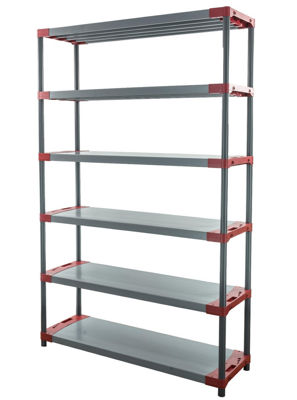 KUNSTSTOFFREGAL BIG GREY BEAR Extra-Tall 220x150x46cm Fachlast 120kg Grau-Rot - Rot, Kunststoff (150/222/46cm) - PROREGAL
