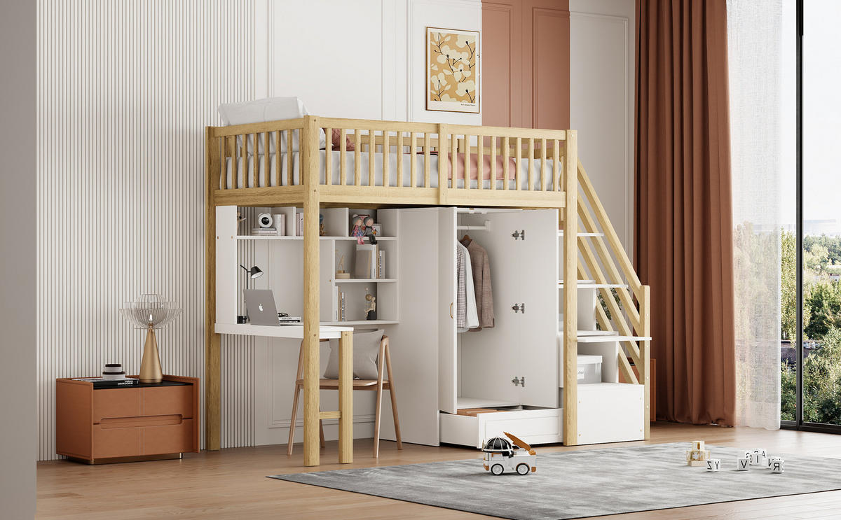 HOCHBETT 90x200 cm Schrank Tisch natur - Naturfarben, Holz (90/200cm) - LEBENLANG