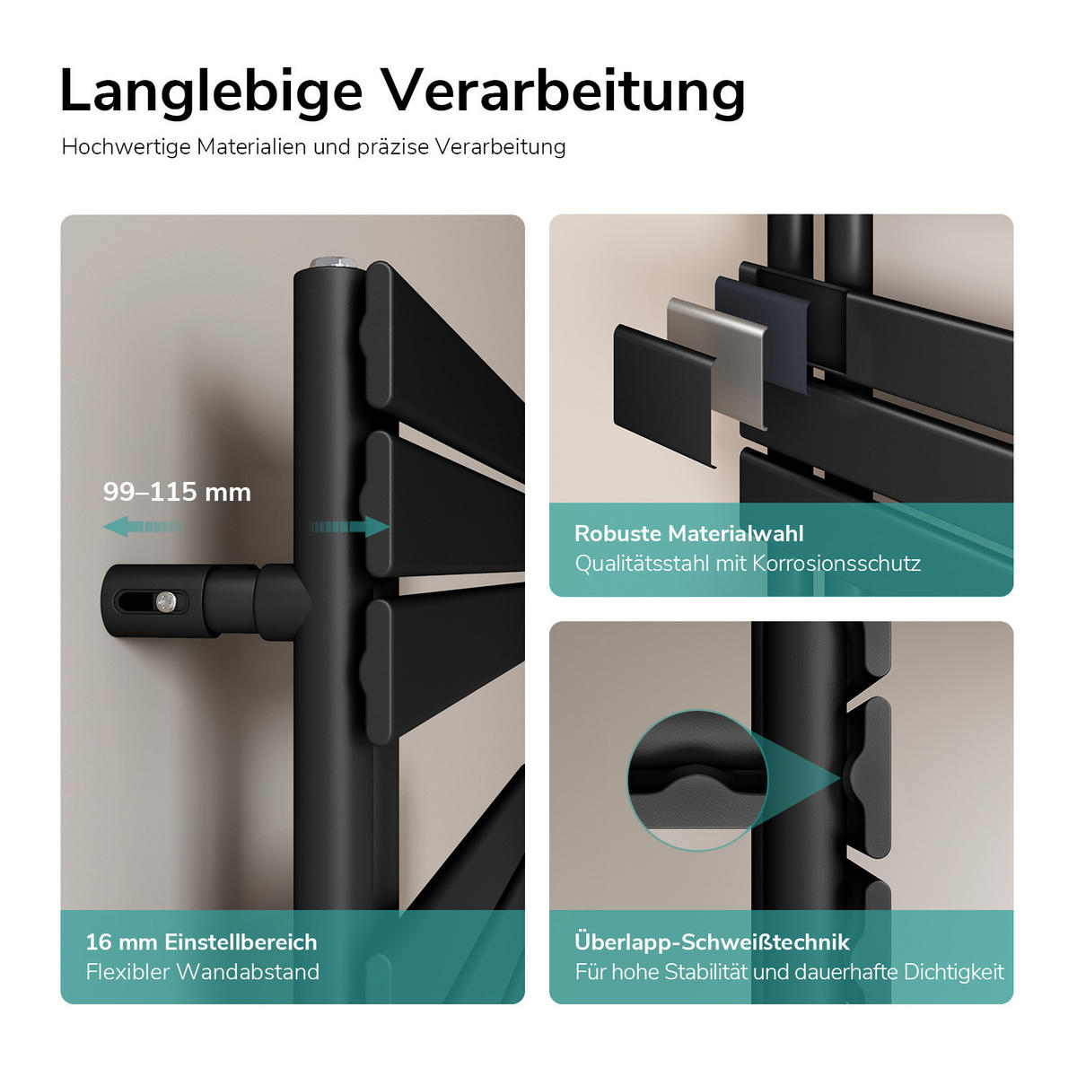 HEIZKÖRPER wasserführend Schwarz 132/50/5,9 cm - Schwarz, Metall (50/132/5.9cm) - EMKE