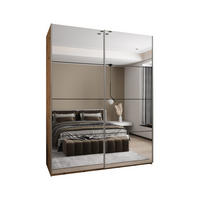 SCHWEBETÜRENSCHRANK 245,5/200/64 2-türig - Silberfarben/Schwarz, Holz/Metall (200/245/64cm) - Abiks Möbel